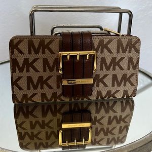 Michael Kors brown Mk print wallet